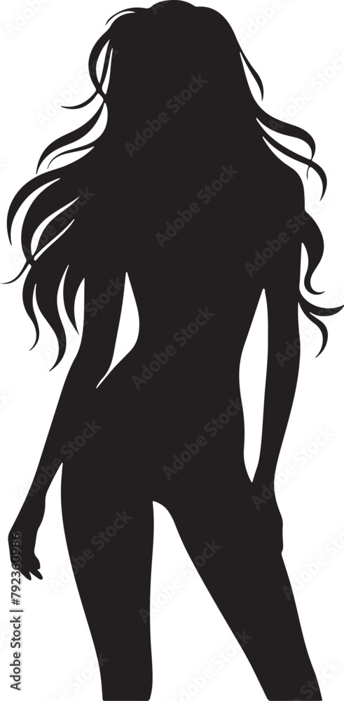 Women Standing Pose Silhouette Vector Illustration Women Standing Pose Silhouette Vector Illustration
