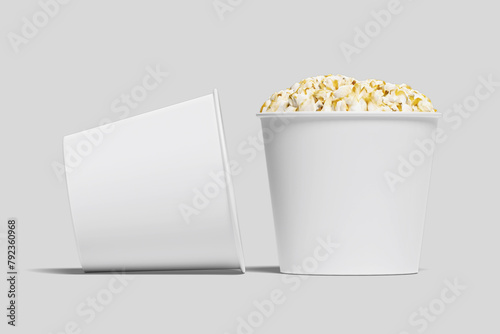 Realistic Pop Corn Bucket Illustration for Mockup. 3D Render. (ID: 792360968)