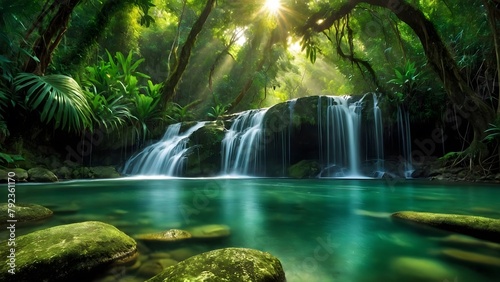 waterfall in the forest 4k wallpaper 