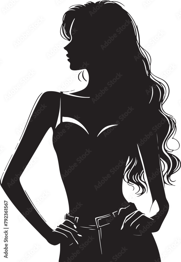 Women Standing Pose Silhouette Vector Illustration Women Standing Pose Silhouette Vector Illustration