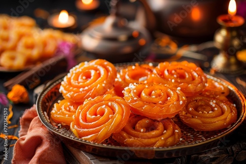 Traditional Indian sweets and desserts for various festivals in India photo
