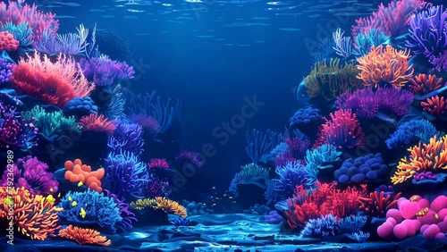 Life under the sea with fish and coral reefs. seamless looping 4k animation video background