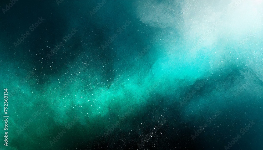 Teal-Black Color Gradient: Abstract Dark Blue-Green-White Background with Grainy Texture