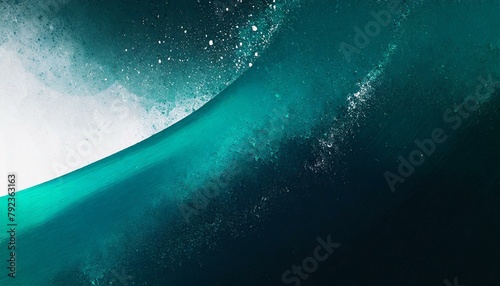 Abstract Dark Blue-Green-White Teal-Black Color Gradient: Grainy Texture Web Banner Design