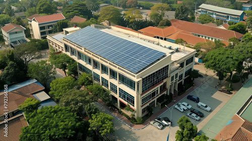 solar panels on the roof of administrative building 