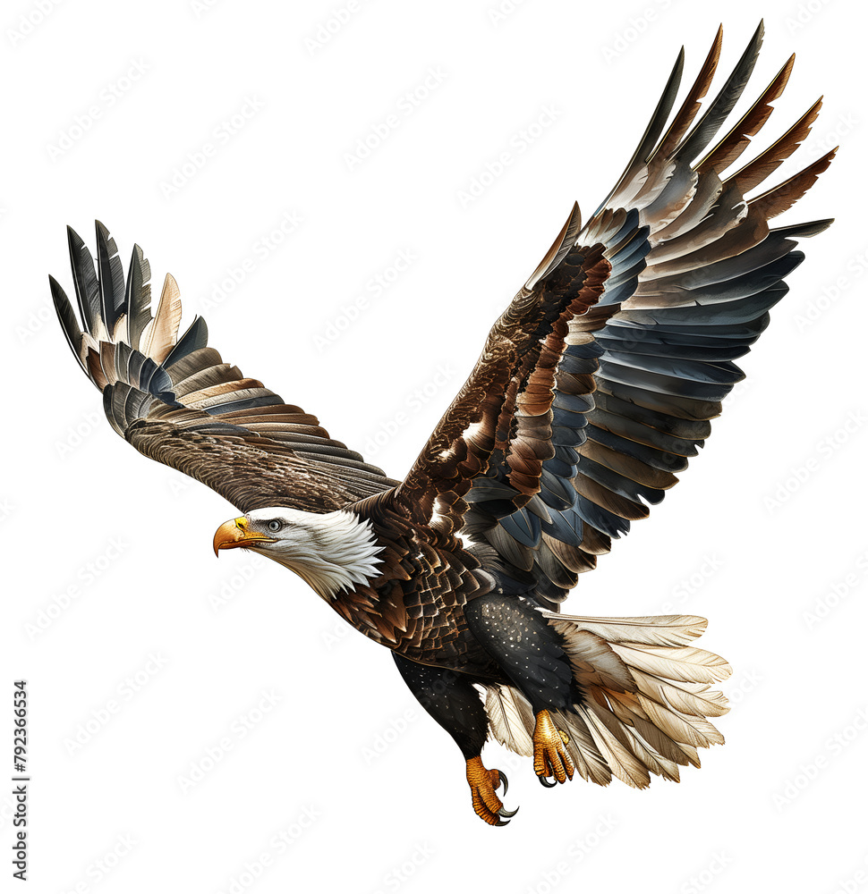Obraz premium bald eagle in flight, bald eagle isolated on white