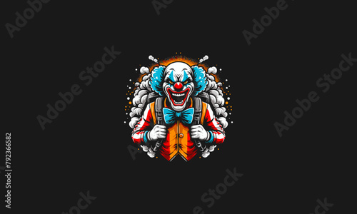 clown angry with smoke vector artwork design