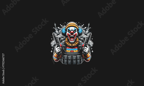 clown angry with smoke vector artwork design