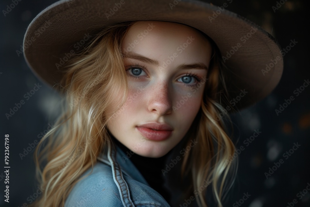 Hat wearing portrait of a young lady Hat wearing portrait of a young lady