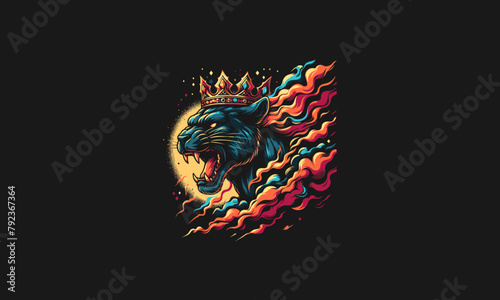 head panther angry with smoke vector artwork design