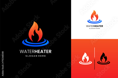 Water heater combination logo design