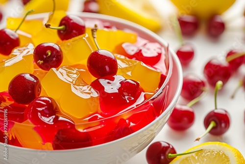 Homemade jelly dessert made from cherries a bright and sweet treat suitable for both kids and adults photo