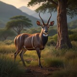 ILLUSTRATION Mountain nyala, Tragelaphus buxtoni, or balbok antelope in the nature habitat