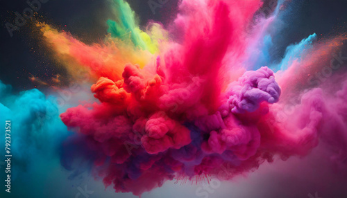 Vibrant explosion of pink and red smoke  symbolizing creativity and energy
