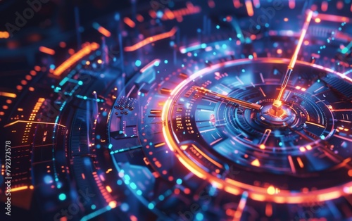Futuristic Sci-Fi glowing time fading