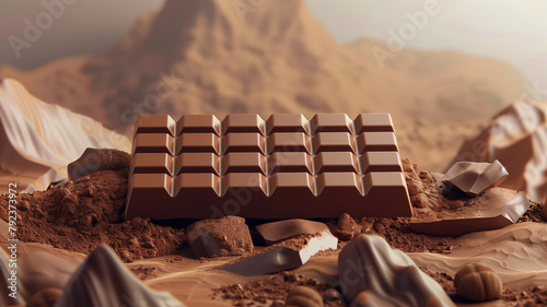 A chocolate bar being associated with a sense of adventure and exploration, inspiring new experiences photo