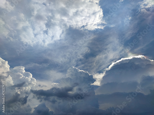 Beautiful Dramatic Clouds in the Blue Sky Background