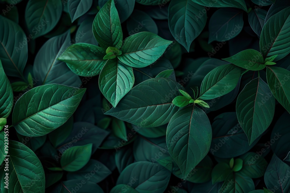 Nature of dark green leaf in garden. Natural green leaves plants using background cover page environment ecology or greenery wallpaper - generative ai Nature of dark green leaf in garden. Natural green leaves plants using background cover page environment ecology or greenery wallpaper - generative ai