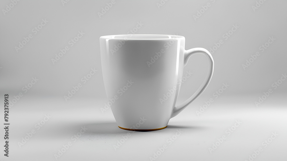 Fototapeta premium A mockup of white mug white with modern background, white cup of coffee, photography product, white background, logo mock up, mug, 4K photo, Generative by AI