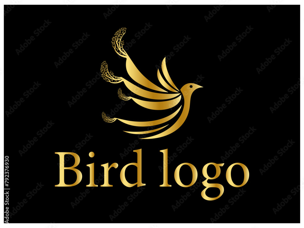 The logo features a sleek and minimalist depiction of a bird in flight ...