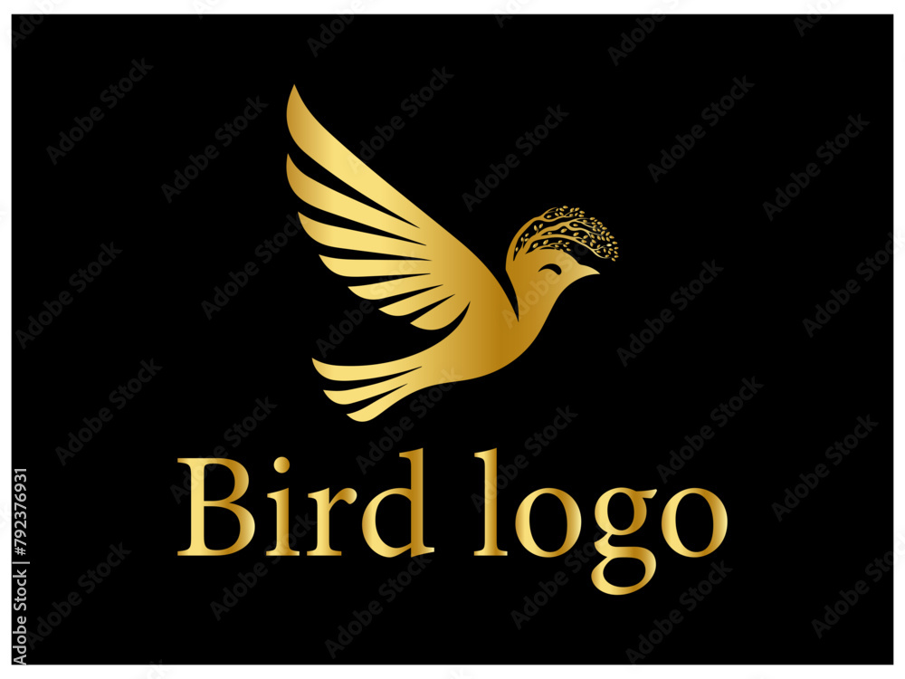 Obraz premium The logo features a sleek and minimalist depiction of a bird in flight, capturing the essence of freedom, grace, and movement. The bird is represented with clean lines and geometric shapes, creating 