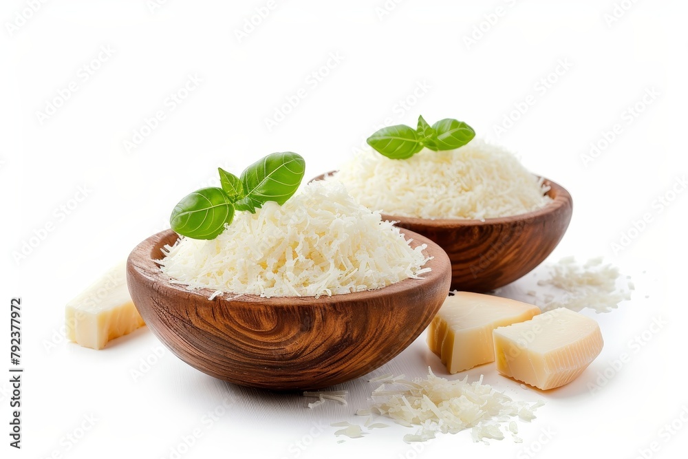 Isolated white background with mozzarella cheese bowls Isolated white background with mozzarella cheese bowls