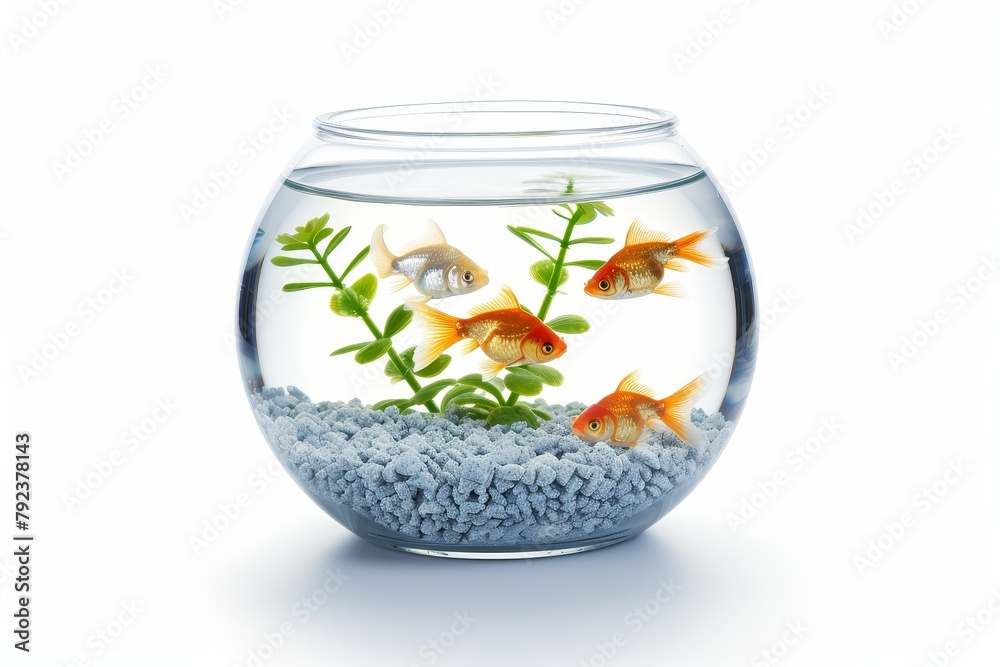 Isolated white fish bowl filled with clear water