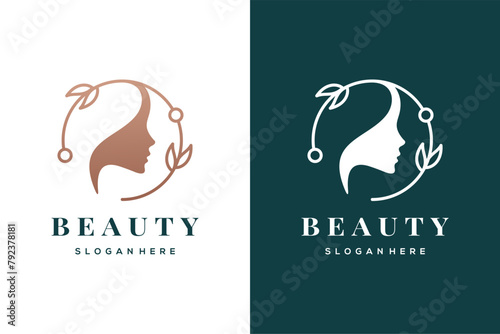 Woman beauty logo design for salon hair and spa design template