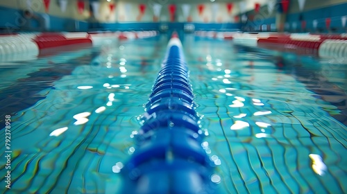 50 meter sports pool. Swimming pool underwater background. photo