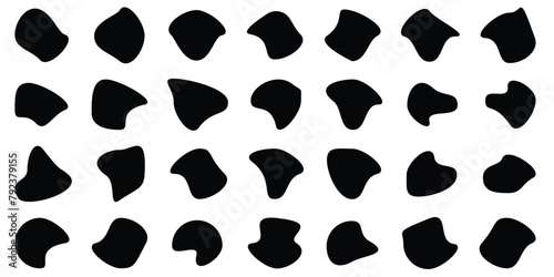 Blob shapes vector set. Organic abstract splodge elemets monochrome collection. Inkblot simple silhouette. Black and white minimal forms isolated on white background photo