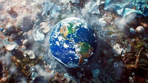 Blue Planet in Peril: Earth amidst Pollution – A Call to Action Art Piece