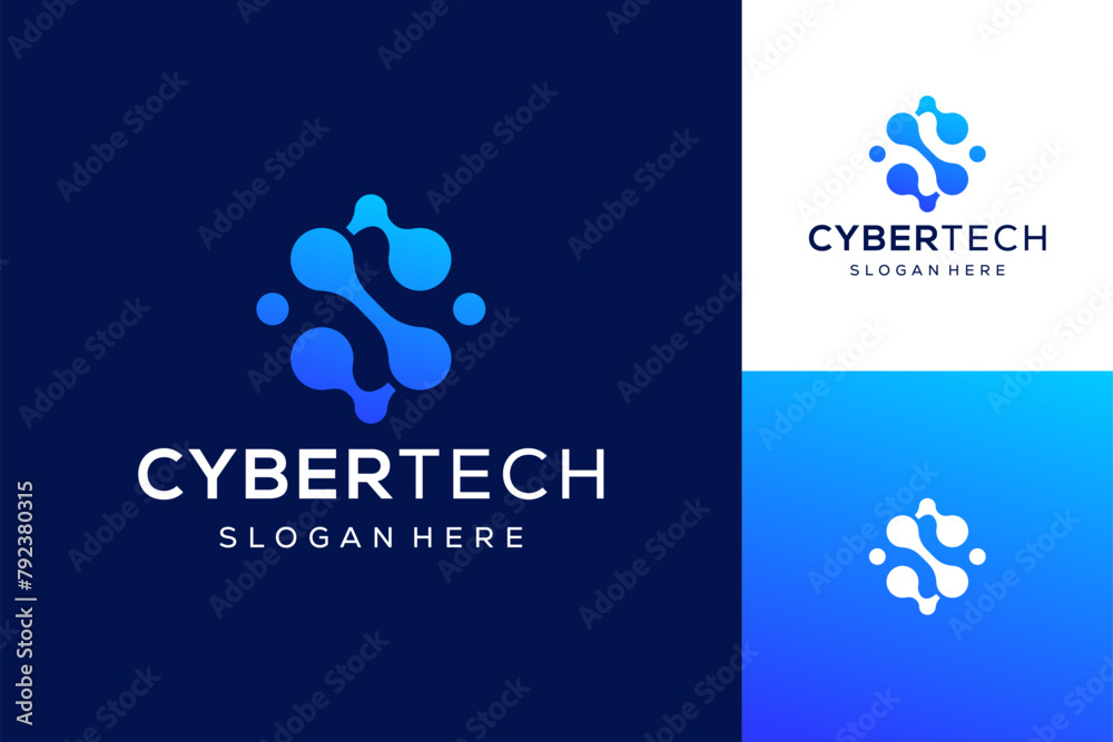 Secure cyber security modern icon logo technology with letter s shape design template