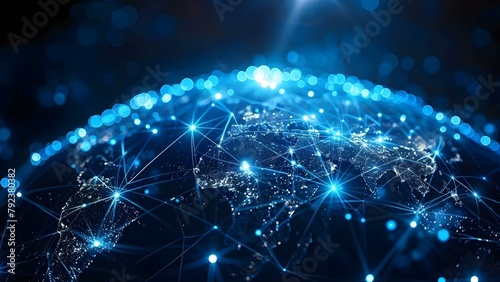 Globe symbolizing global network connectivity, high-speed data transfer, and cyber technology in the digital age. Concept Technology, Global Connectivity, Data Transfer, Digital Age, Cybersecurity