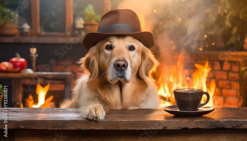 Fireside Fido: A Cozy Canine Moment