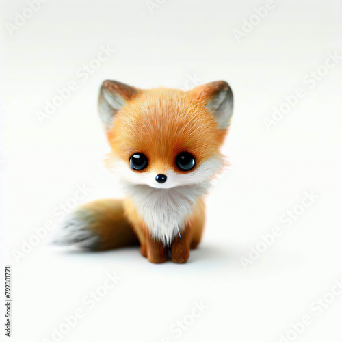 Little fox with beautiful color and white background.with Generative AI technology 