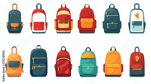 Set of childish school backpacks and schoolbags vec photo