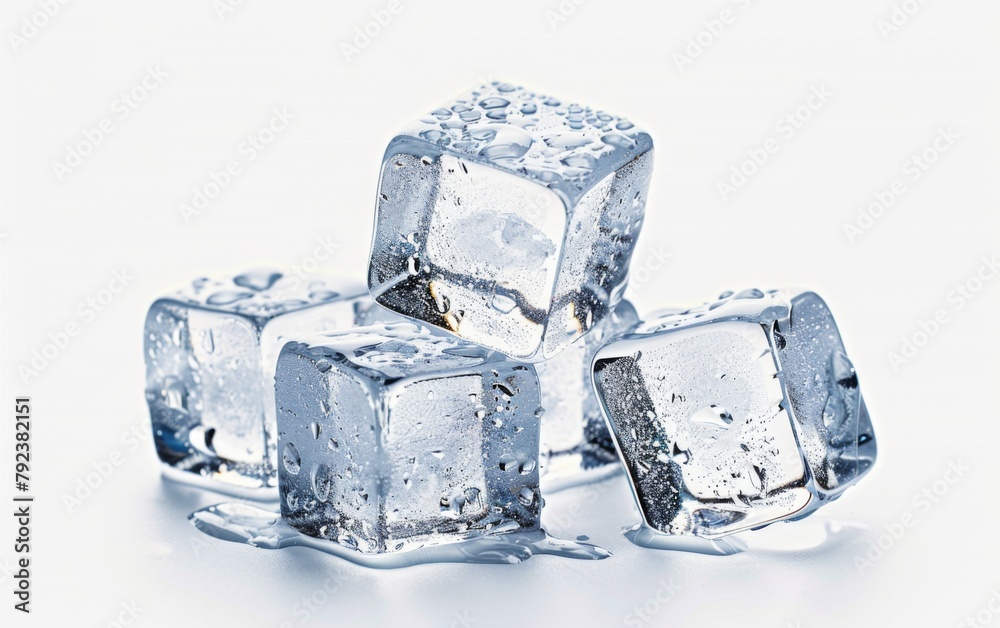  ice cubes against white background