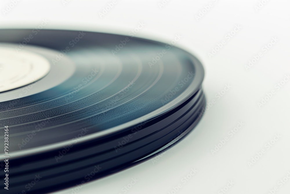 Lonely black vinyl record on white backdrop Lonely black vinyl record on white backdrop