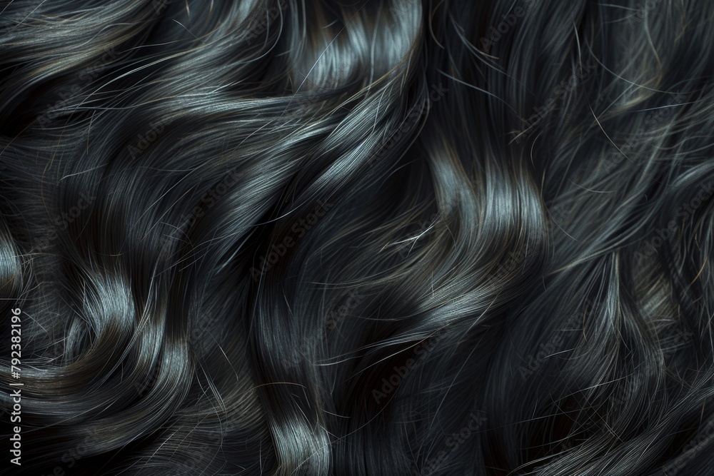Naklejka premium Long beautiful black hair on a brunette woman