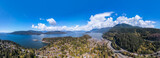 Aerial Panorama View of Howe Sound in West Vancouver, BC, Canada.