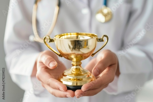 Medical trophy doctor s golden prize in healthcare photo