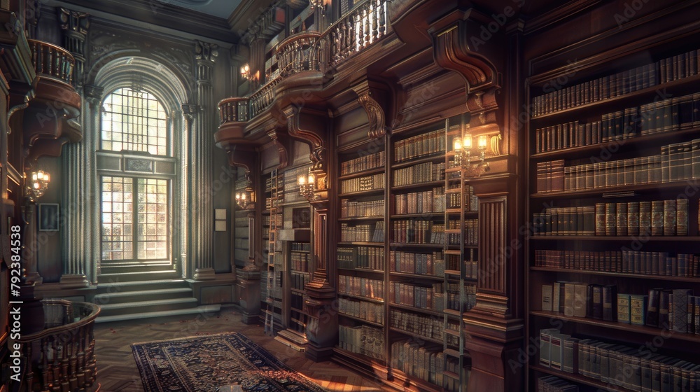 Antique Book Collection, High-Resolution Photo of a Victorian-Style Library Antique Book Collection, High-Resolution Photo of a Victorian-Style Library