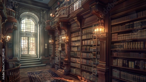 Antique Book Collection, High-Resolution Photo of a Victorian-Style Library