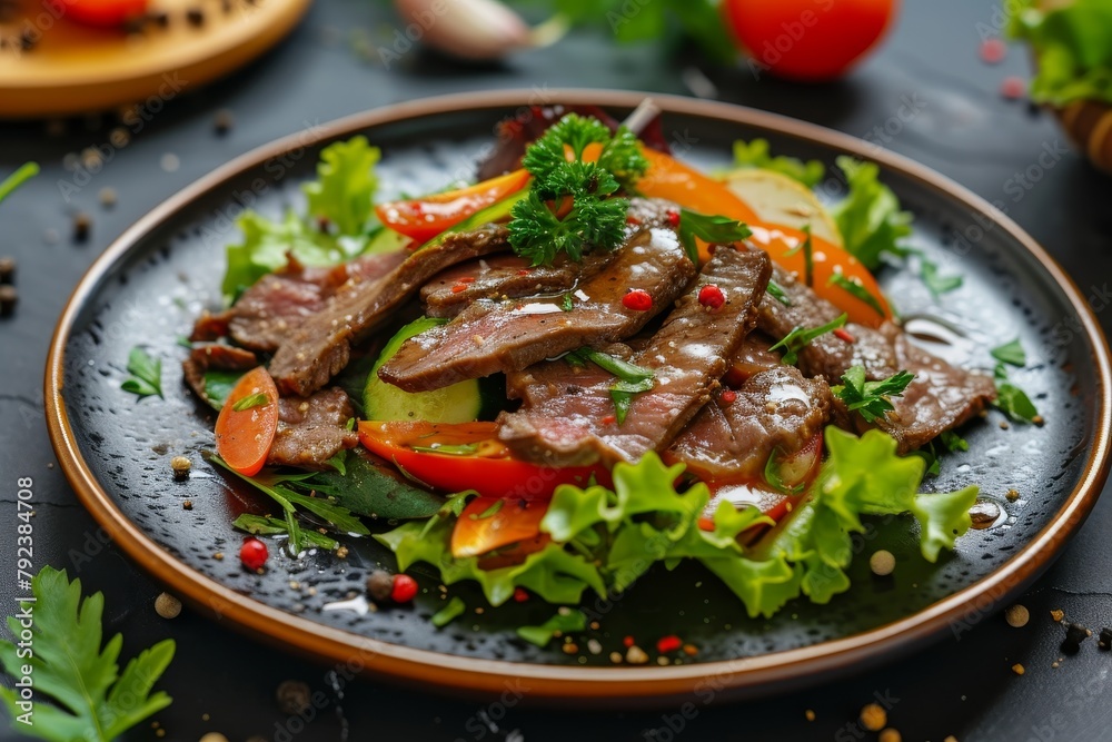 Menu photo of restaurant serving beef tongue salad with fresh vegetables