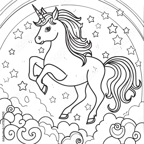 unicorn coloring page for kids 