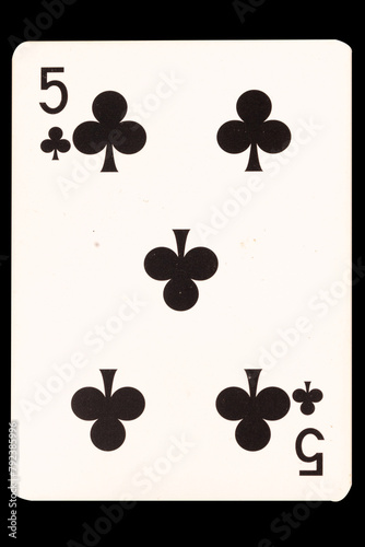 card gambling 5 club spade isolated on white background