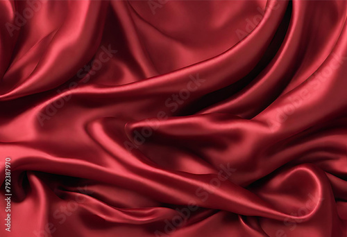 Behold the beauty of a rich red satin fabric, gracefully draped with intricate folds. A stunning Silk Fabric Background awaits.
