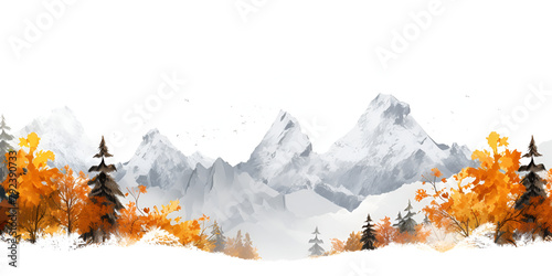 Abstract watercolor background with simply abstract forest trees vector illustration with autumn with white background
 photo
