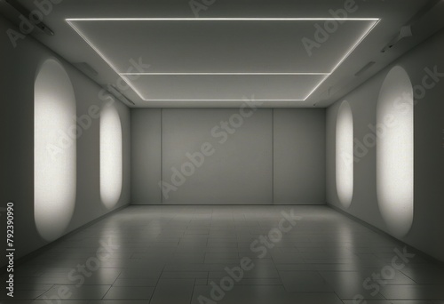 square embedded lamps ceiling empty room map White HDRI