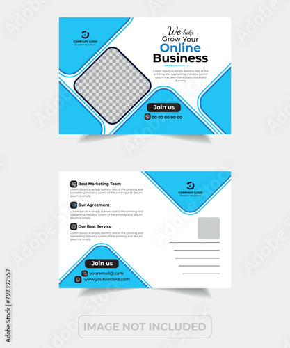 Blue and black business unique postcard design